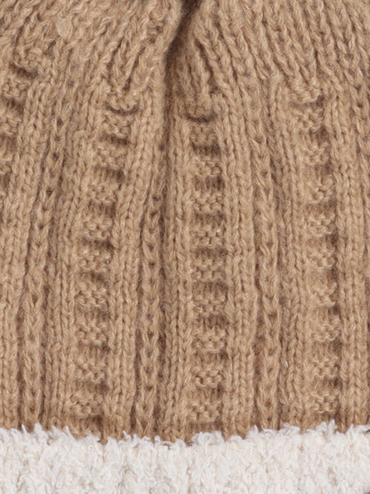 Kids Cute Panda Applique Woolen Cap Brown