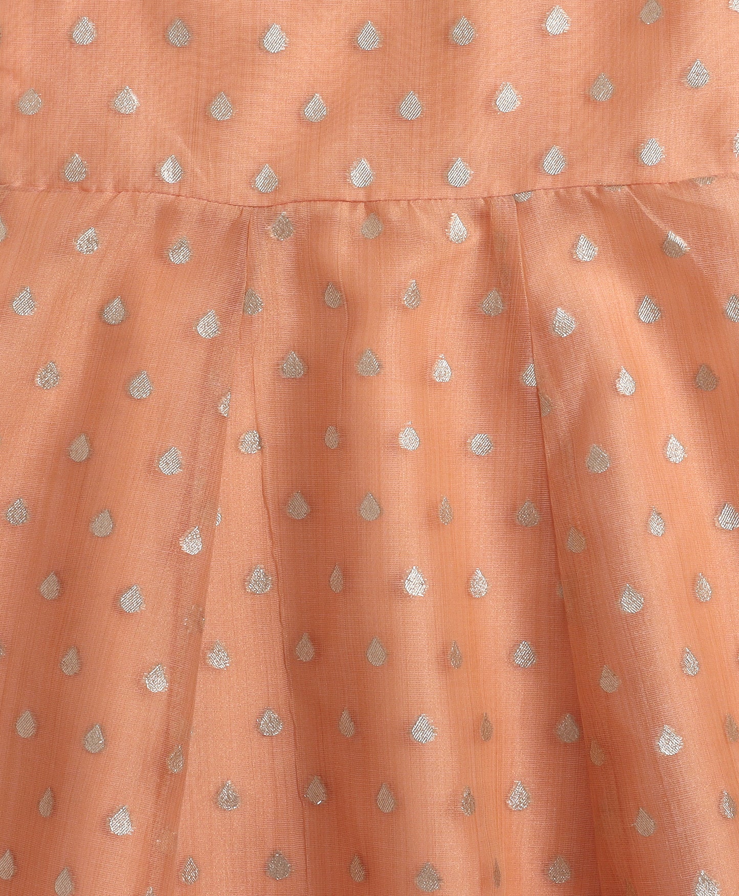 The Magic Wand Woven Shoulder Tie Up AII Over Butti Kurti with Bottom Set Peach