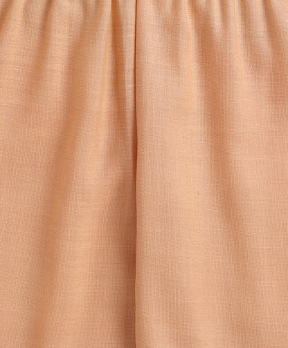 The Magic Wand Woven Shoulder Tie Up AII Over Butti Kurti with Bottom Set Peach