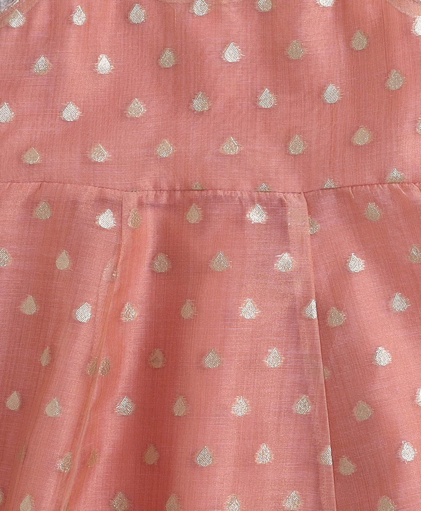 The Magic Wand Woven Shoulder Tie Up AII Over Butti Kurti with Bottom Set Peach (Copy)