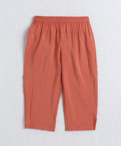 The Magic Wand Woven Shoulder Tie Up AII Over Butti Kurti with Bottom Set Peach (Copy)