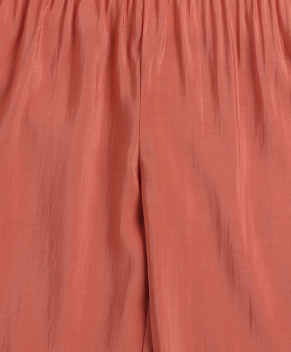 The Magic Wand Woven Shoulder Tie Up AII Over Butti Kurti with Bottom Set Peach (Copy)