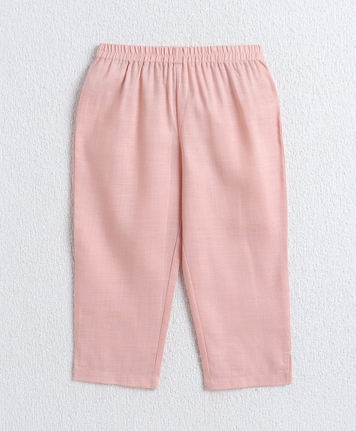 The Magic Wand Woven Shoulder Tie Up AII Over Butti Kurti with Bottom Set Peach