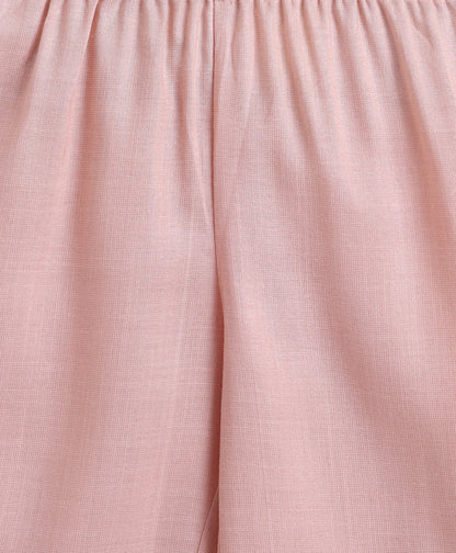 The Magic Wand Woven Shoulder Tie Up AII Over Butti Kurti with Bottom Set Peach