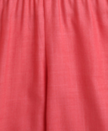The Magic Wand Woven Shoulder Tie up Tie & dye Printed Kurti with Bottom Set- Pink