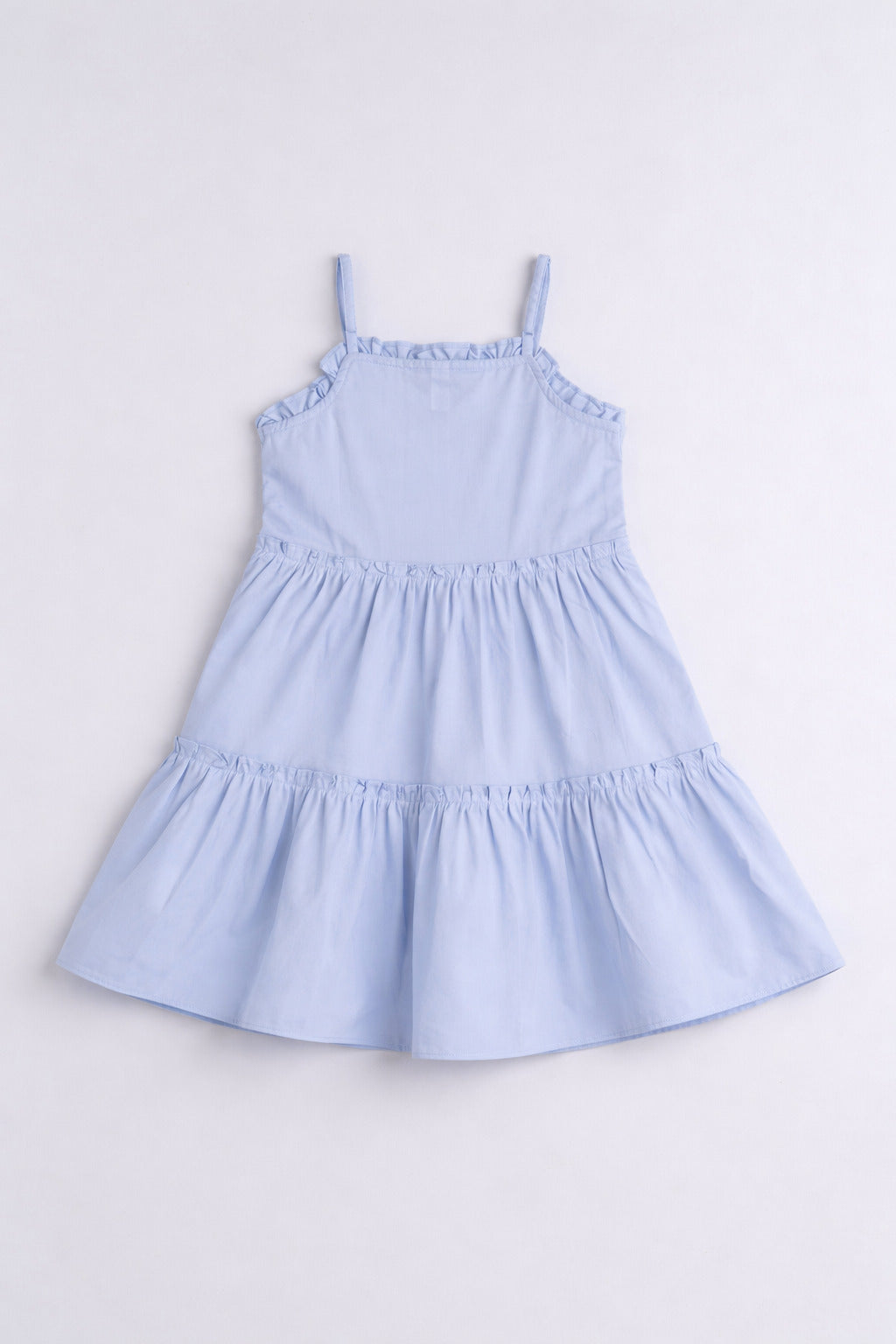 The Magic Wand Cotton Woven Strappy Ric Rac Tiered Dress - Blue