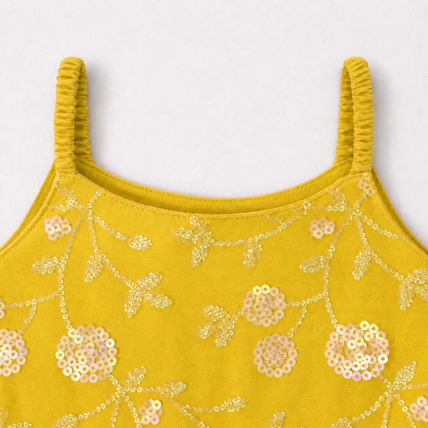The Magic Wand Woven Strappy Floral Sequine Embroidered Choli And Lehenga Set With Dupatta - Yellow