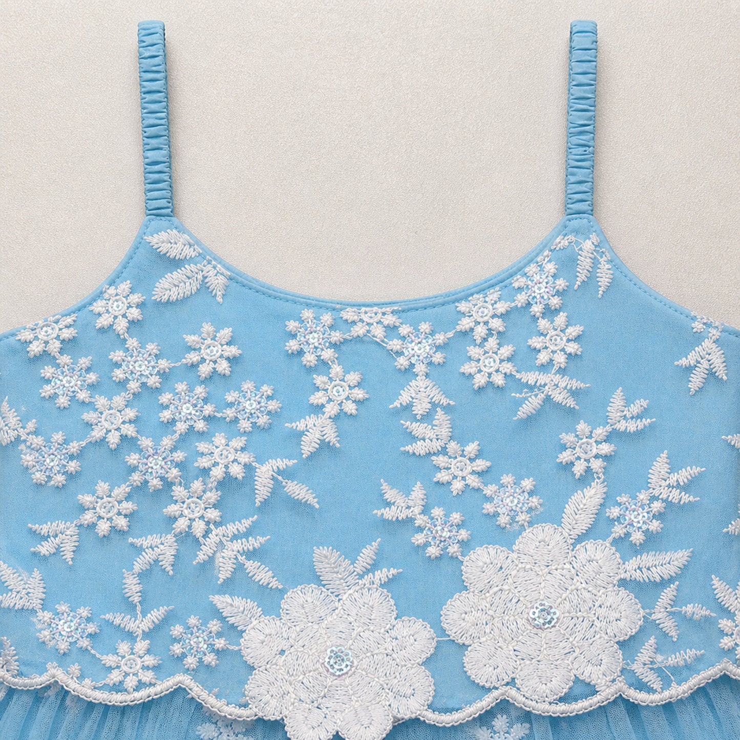 The Magic Wand Woven Strappy Floral Embroidered Kurti and Pant Set - Blue