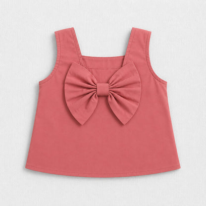 The Magic Wand Woven Sleeveless Pearl Embellished Back Bow Top And Palazzo Set- Peach