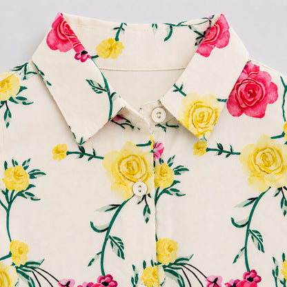 The Magic Wand Woven Sleeveless Floral Printed Waist Gathered Top - Multi Color