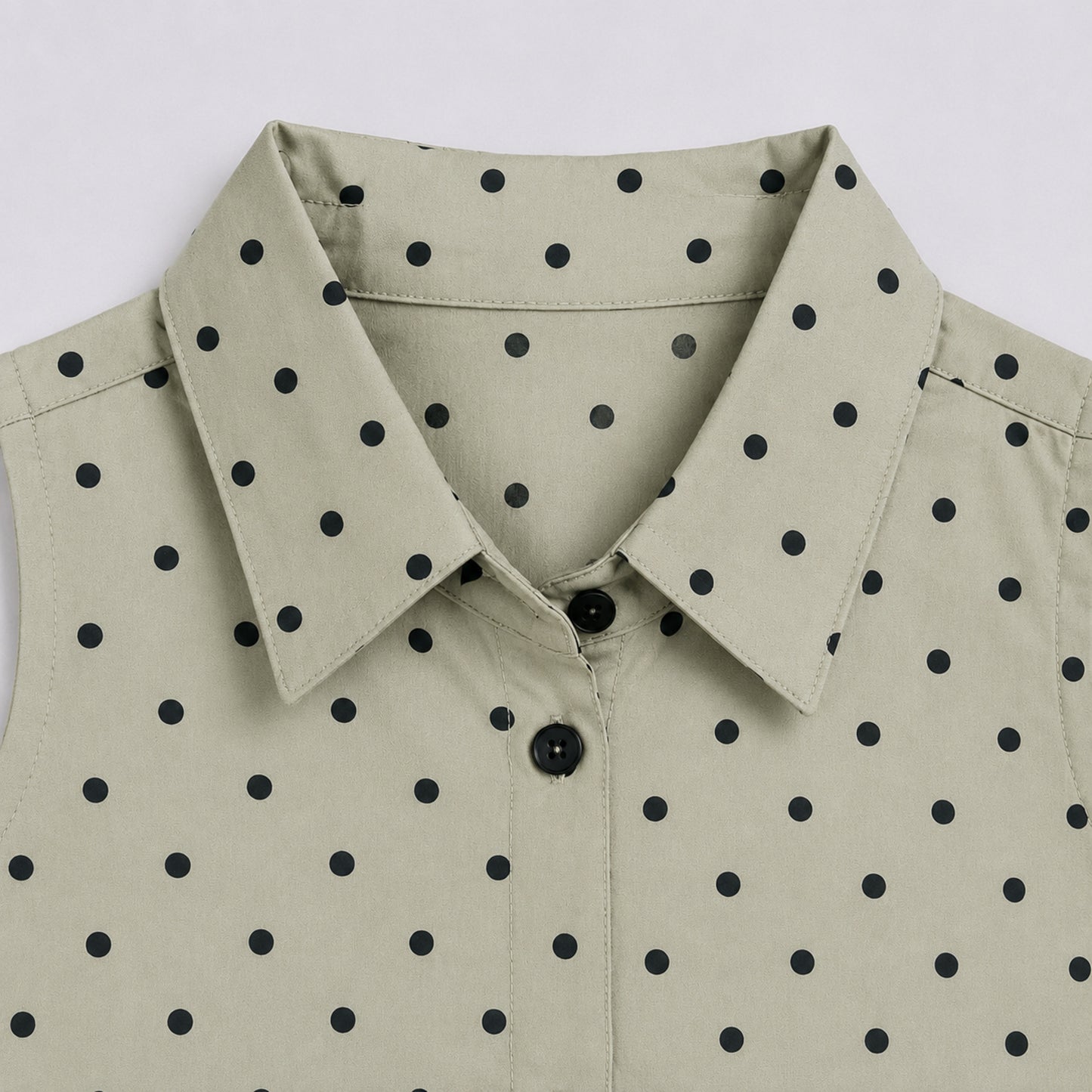 The Magic Wand Cotton Woven Sleeveless Polka Dot Printed Waist Gathered Top - Green