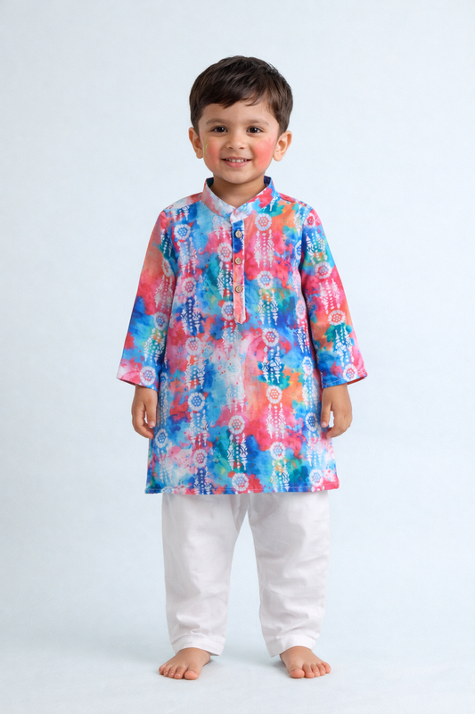 The Magic Wand Holi Special Vibrant Colourful Printed Kurta - Multi Colour