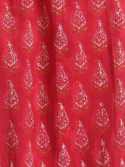 The Magic Wand All Over Printed Elbo Sleeves Gathered Top With Afhgani Pants For Girls Red