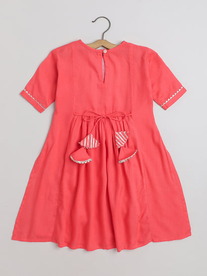 Elbow Sleeves Nyra Cut Gota Detailed Tassled Kurta With Pants-Peach