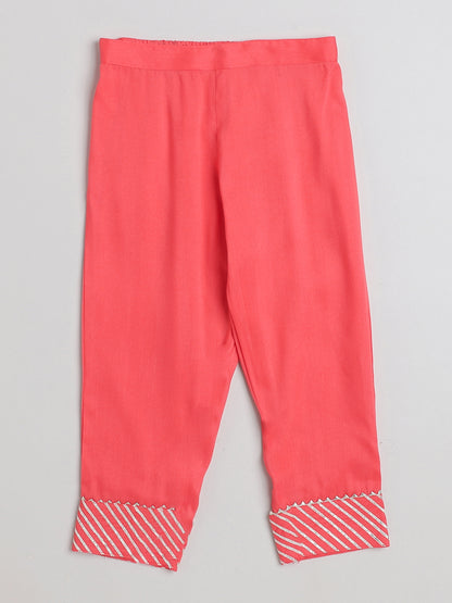 Elbow Sleeves Nyra Cut Gota Detailed Tassled Kurta With Pants-Peach