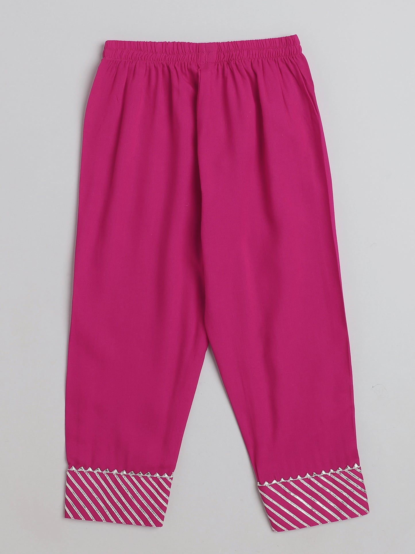 Elbow Sleeves Nyra Cut Gota Detailed Tassled Kurta With Pants-Fuchsia