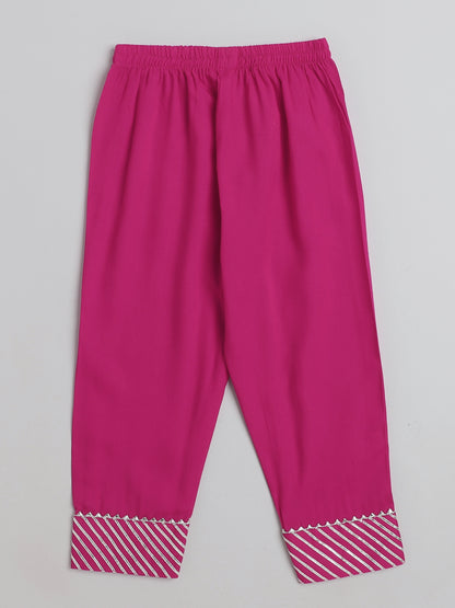 Elbow Sleeves Nyra Cut Gota Detailed Tassled Kurta With Pants-Fuchsia