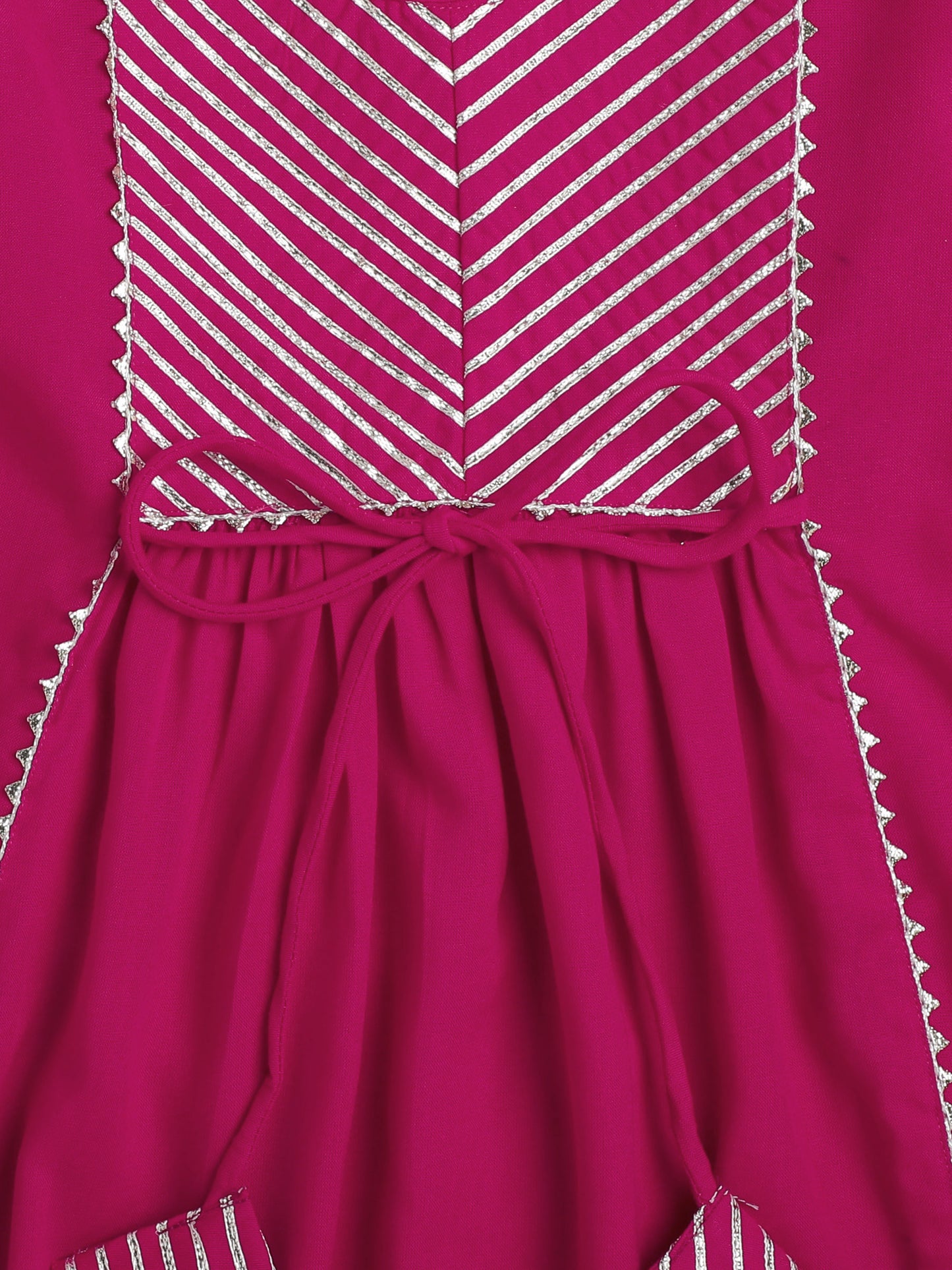 Elbow Sleeves Nyra Cut Gota Detailed Tassled Kurta With Pants-Fuchsia