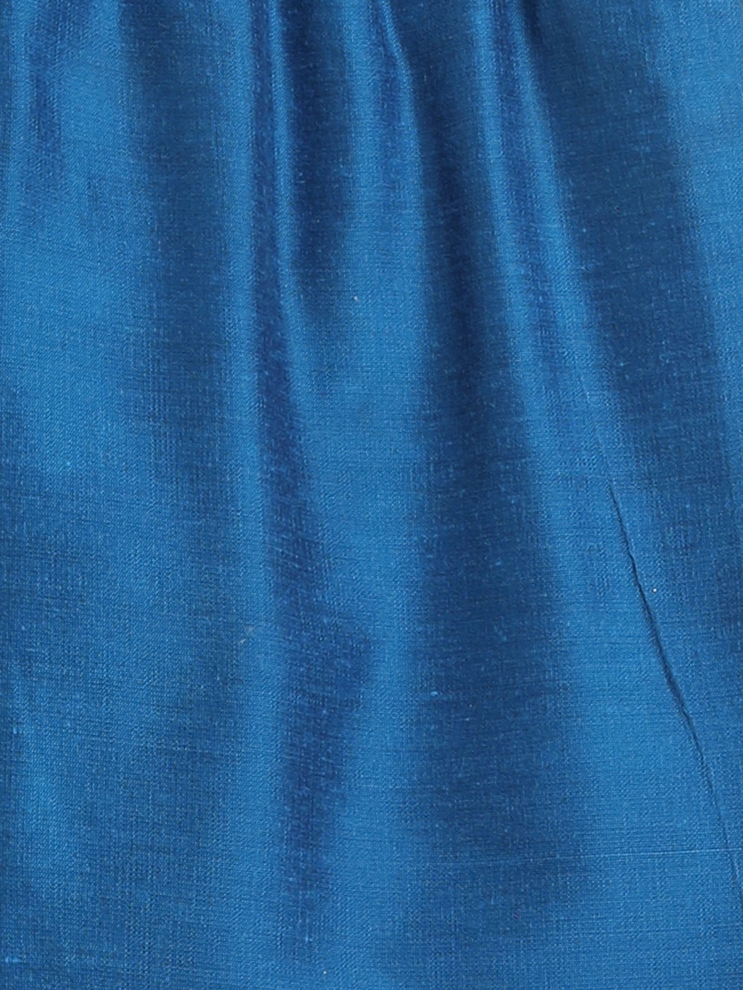 Lace Embelished Short Sleeve Tassled Kurta with Straight Pants For Girls-Blue