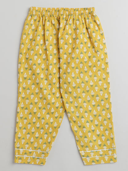 Printed Elbow Sleeves Tassled Gathered Aliya Cut Gota Kurta with Straight Pants-Yellow