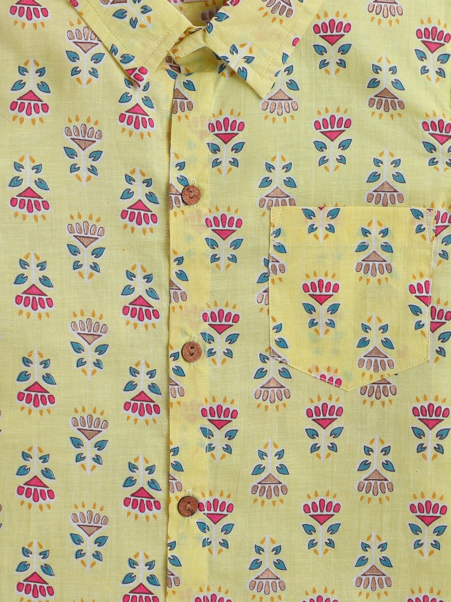 Half Sleeves Abstract Printed Shirt- Yellow