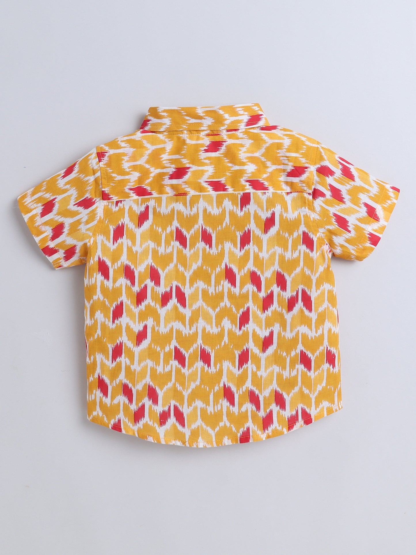 Half Sleeves Ikat Print Shirt - Mustard