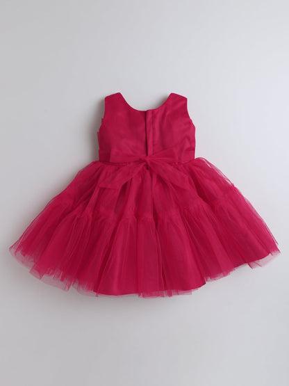 The Magic Wand Sleeveless Pleated Solid Flared Dress - Red