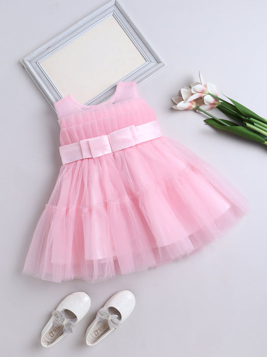 The Magic Wand Sleeveless Bow Detailed Flared Dress - Pink