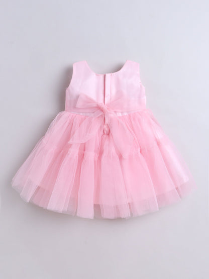 The Magic Wand Sleeveless Bow Detailed Flared Dress - Pink