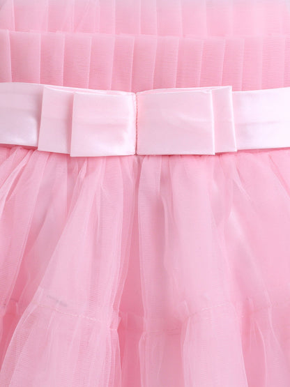The Magic Wand Sleeveless Bow Detailed Flared Dress - Pink