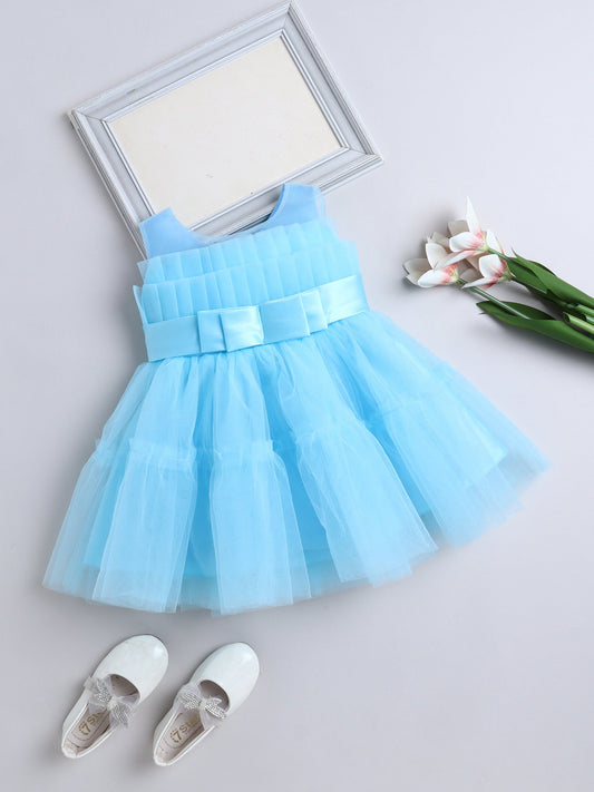The Magic Wand Sleeveless Bow Detailed Flared Dress - Blue