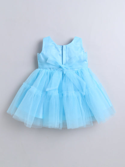 The Magic Wand Sleeveless Bow Detailed Flared Dress - Blue