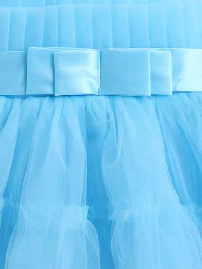 The Magic Wand Sleeveless Bow Detailed Flared Dress - Blue