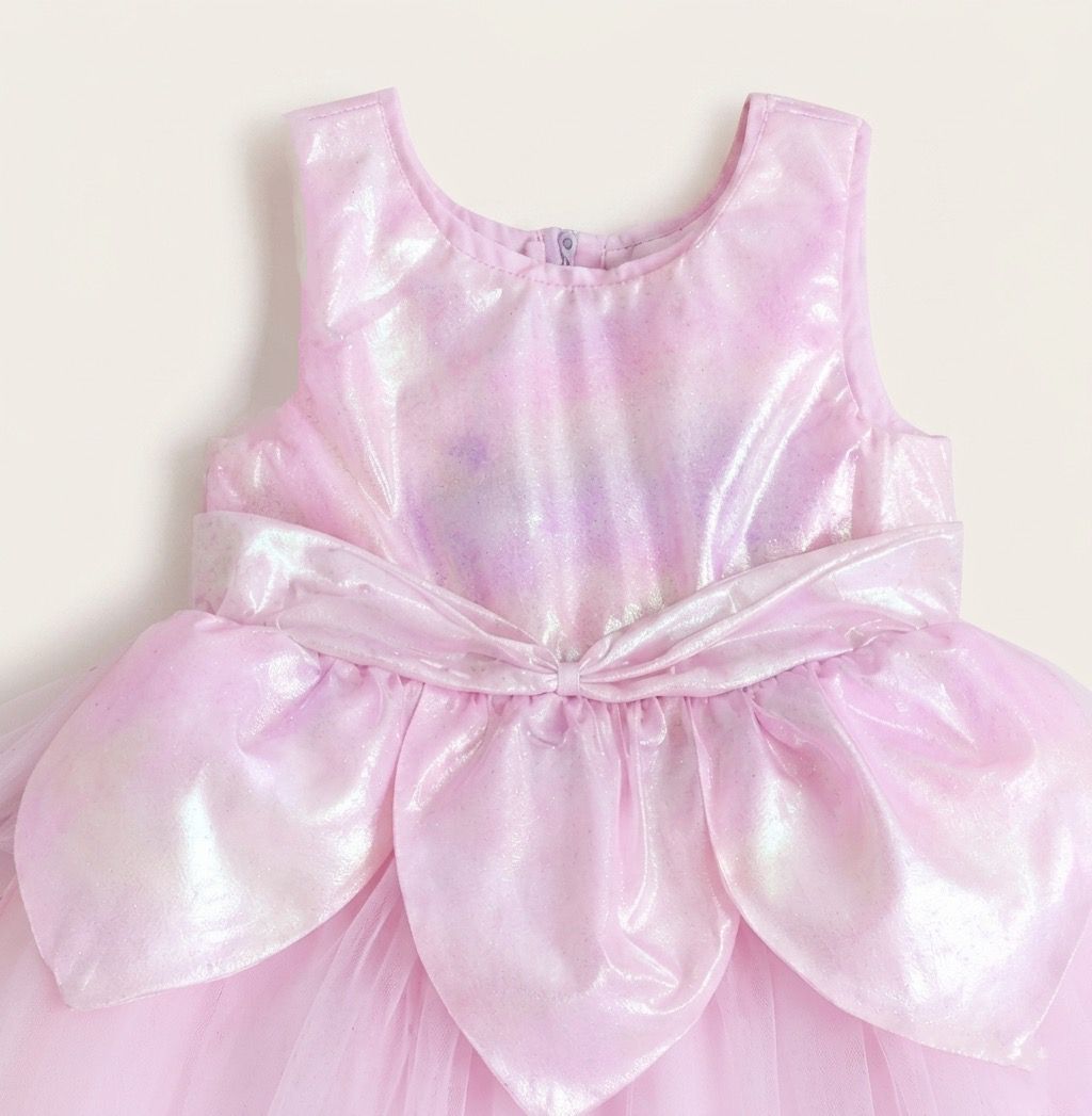 The Magic Wand Woven Sleeveless Solid Fairy Styled Tulle Dress - Pink