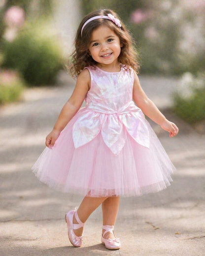 The Magic Wand Woven Sleeveless Solid Fairy Styled Tulle Dress - Pink
