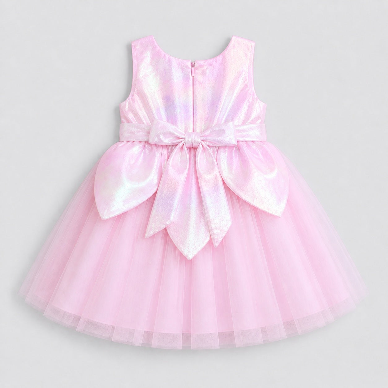 The Magic Wand Woven Sleeveless Solid Fairy Styled Tulle Dress - Pink