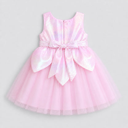 The Magic Wand Woven Sleeveless Solid Fairy Styled Tulle Dress - Pink