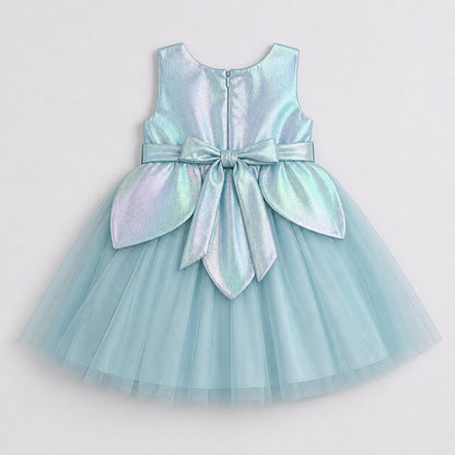 The Magic Wand Woven Sleeveless Solid Fairy Styled Tulle Dress - Blue