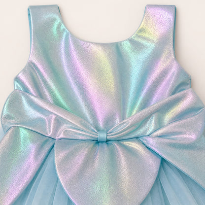 The Magic Wand Woven Sleeveless Solid Fairy Styled Tulle Dress - Blue