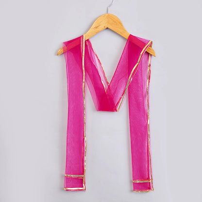 Lace Embellished Three Fourth Sleeves Kurta Sharara with Dupatta - Fuchsia
