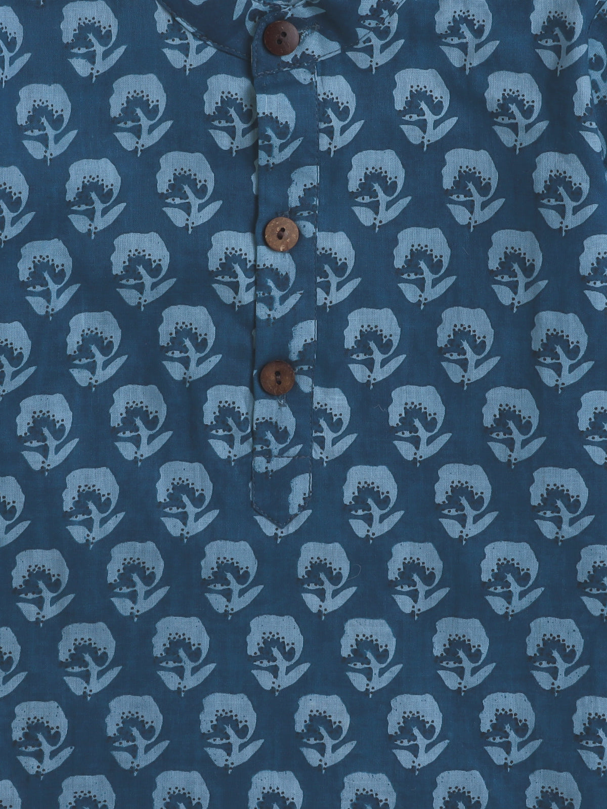 The Magic Wand Full Sleeves Floral Print Kurta Pyjama Set- Blue