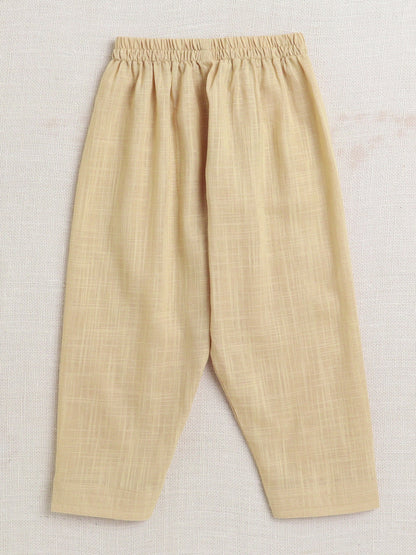 The Magic Wand Cotton Full Sleeve All Over Kanta Printed Pathani Set- Beige