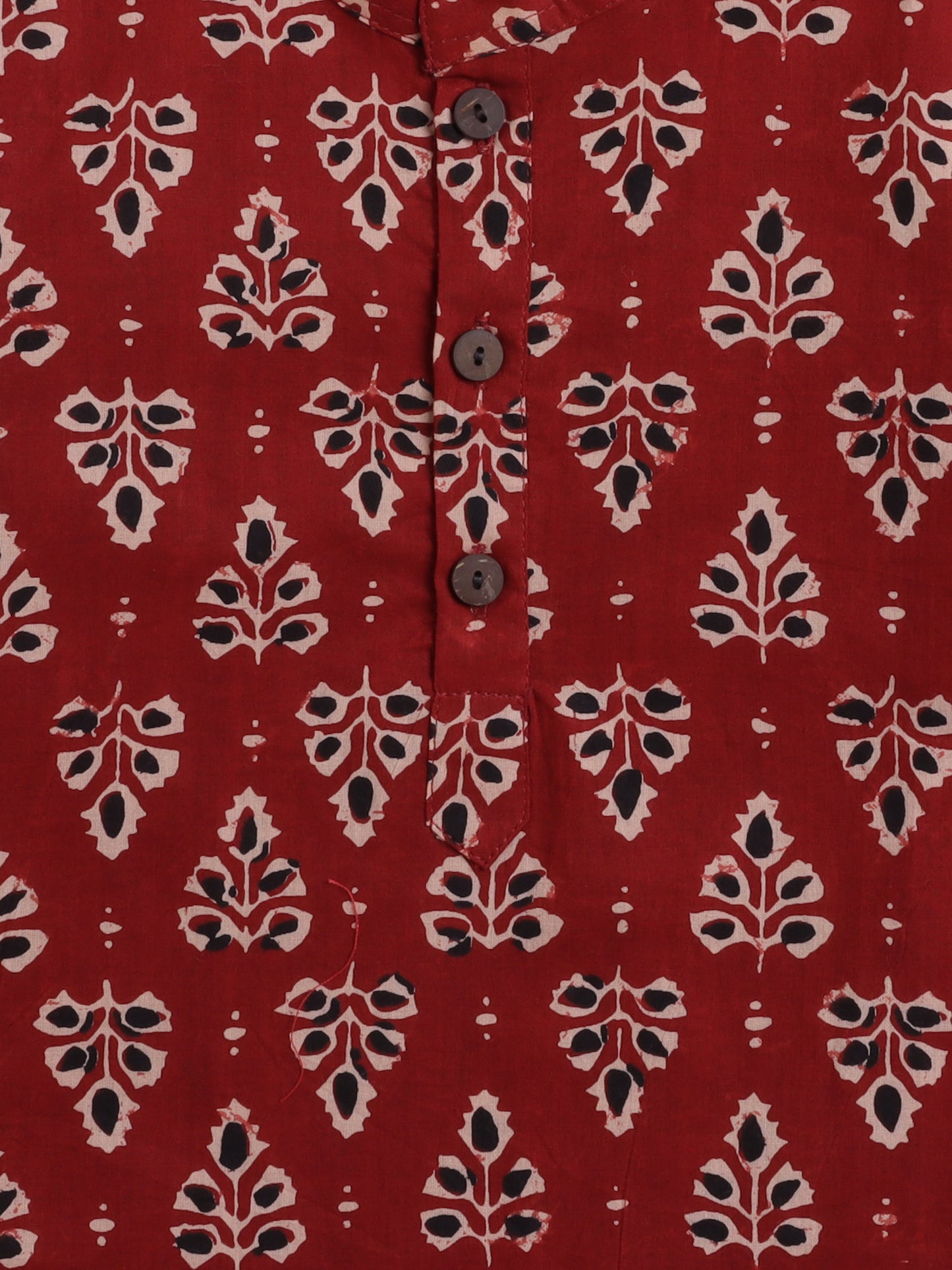 Cotton Full Sleeves Floral Motifs Printed Kurta Pyjama With Jacket Set - Maroon