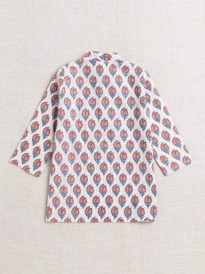 The Magic Wand Cotton Full Sleeve All Over Printed Kurta Dhoti Sets - Off white