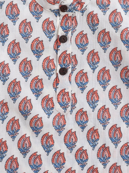 The Magic Wand Cotton Full Sleeve All Over Printed Kurta Dhoti Sets - Off white