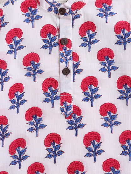 The Magic Wand Cotton All Over Printed Kurta Dhoti Sets - White