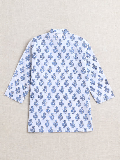 The Magic Wand Cotton Full Sleeve All Over Printed Kurta Dhoti Sets- White