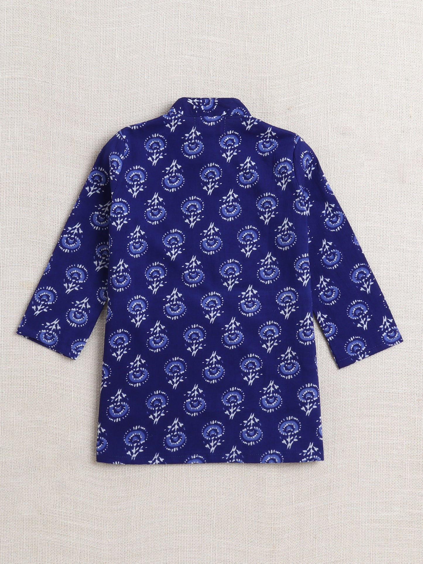 The Magic Wand Cotton Full Sleeve All Over Printed Kurta Dhoti Sets - Blue