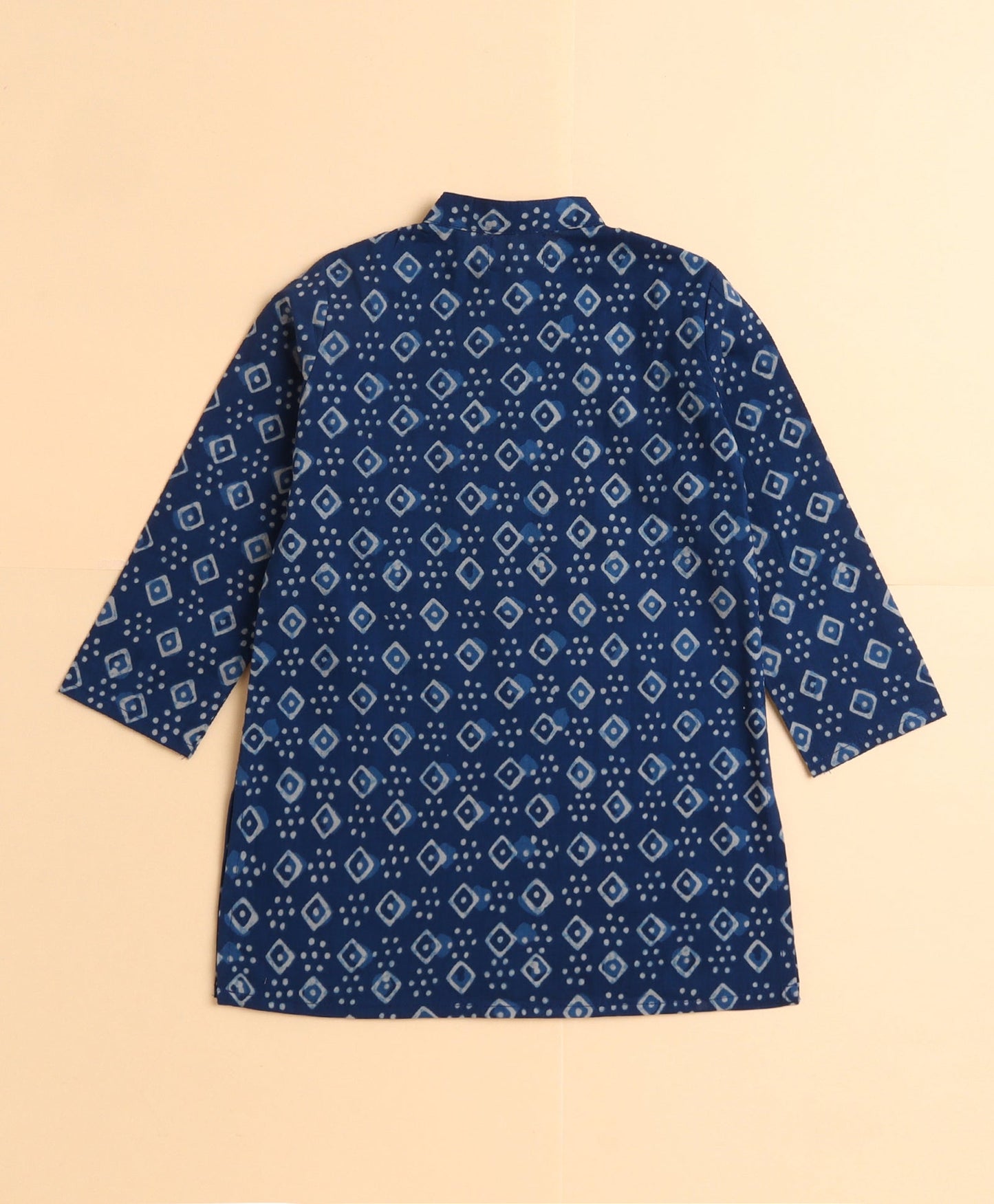 The Magic Wand Cotton Geometric  Printed Full Sleeves Kurta with Pyjama Set - Blue