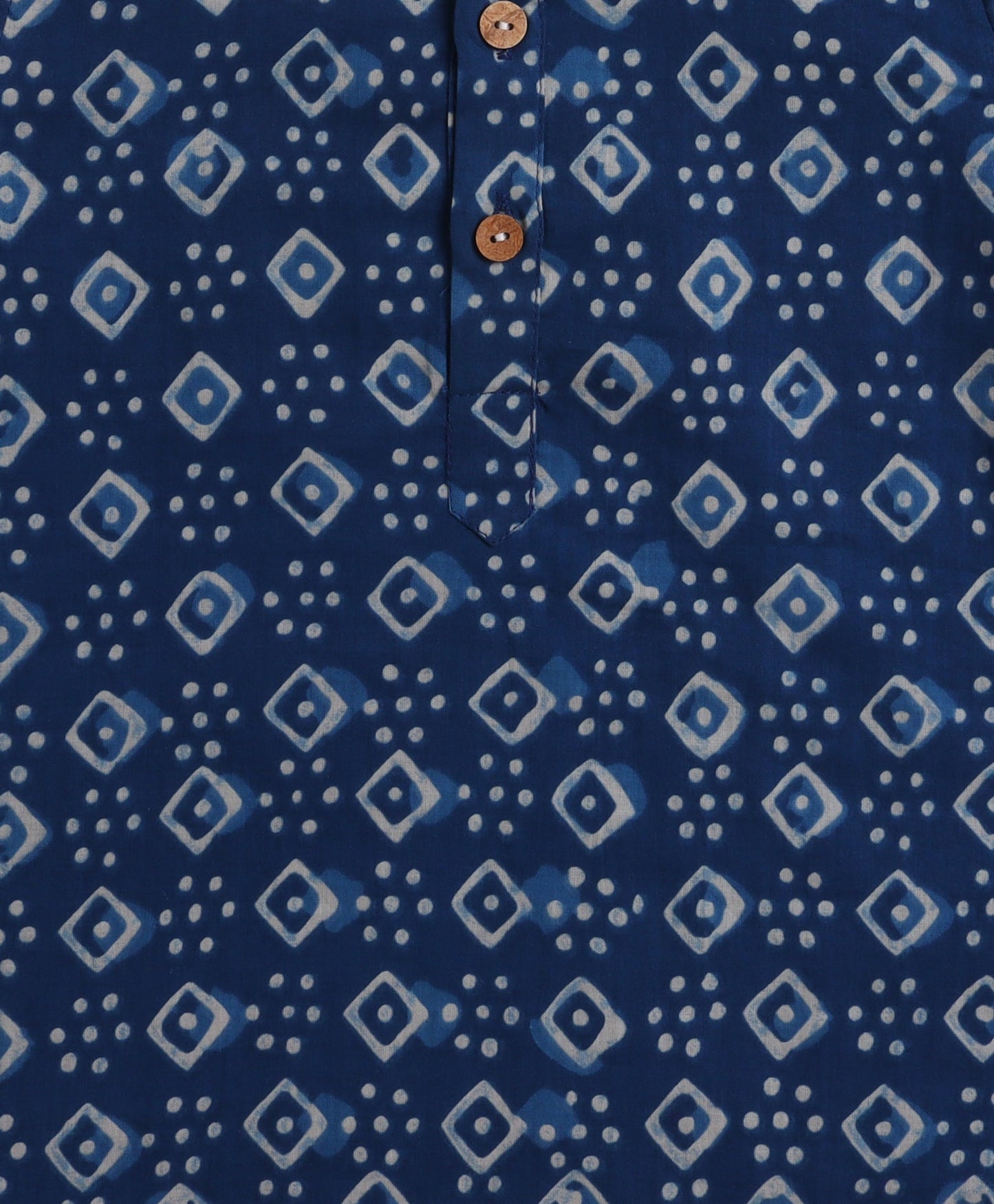 The Magic Wand Cotton Geometric  Printed Full Sleeves Kurta with Pyjama Set - Blue